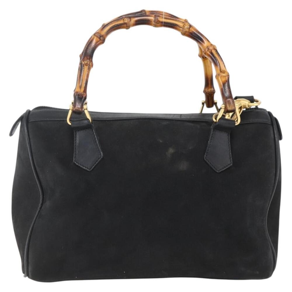 GUCCI Bamboo Hand Bag Suede 2way Black Gold 000 3444 0294 Auth 161026 - Picture 2 of 16